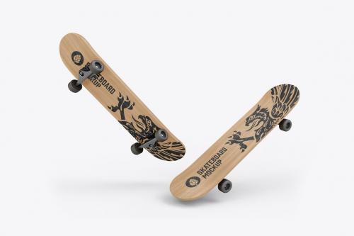 Wooden Skateboard Mockup