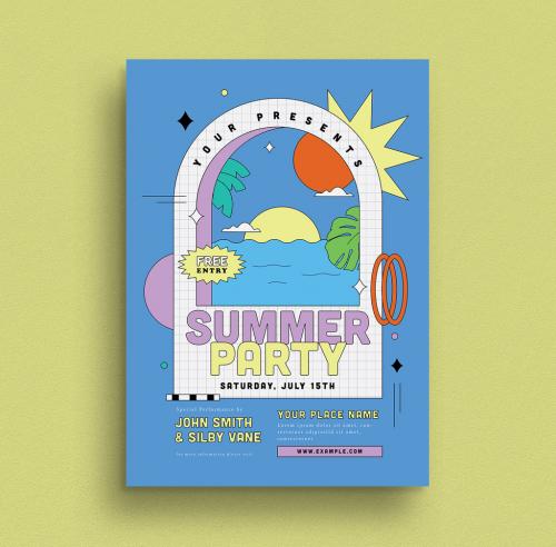 Adobe Stock - Summer Party Flyer Layout - 379957556