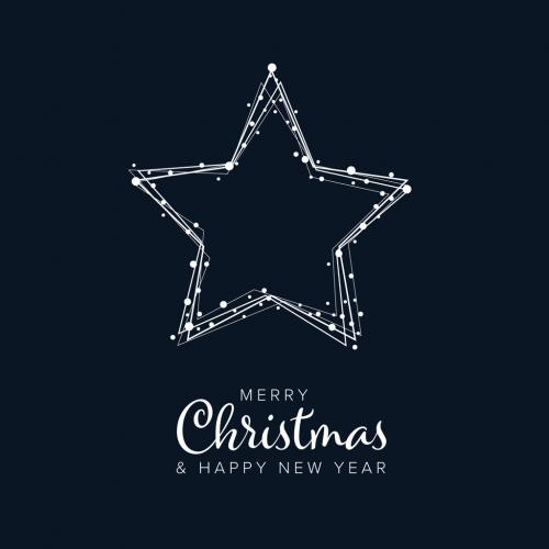 Adobe Stock - Merry Christmas Card Layout with Star and Snowflakes - 380030430