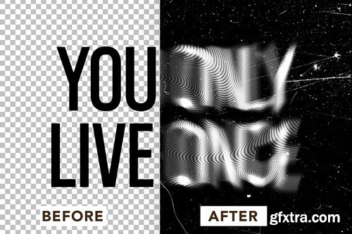 Halftone Distorted Text Effect SR362NR