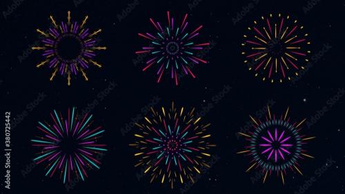 Adobe Stock - Colorful Flat Fireworks Video Overlay - 380725442