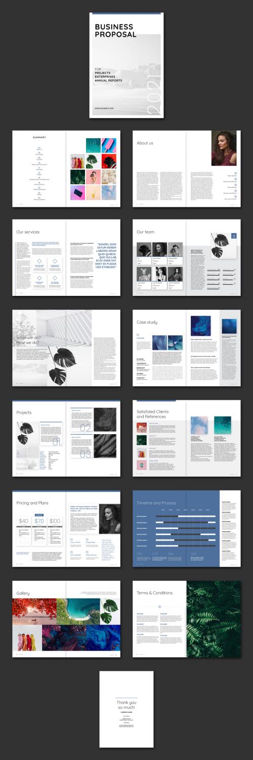 Adobe Stock - Business Proposal Layout with Blue Accents - 381494660