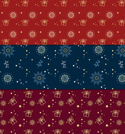Adobe Stock - Christmas Patterns Set with Hand Drawn Elements - 381703300