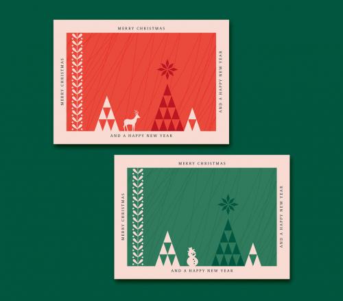 Adobe Stock - Christmas Greeting Card Layout Set with Geometric Elements - 382193842