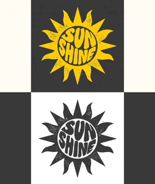 Adobe Stock - Grunge Sun Typography Logo Design Layout - 383619403