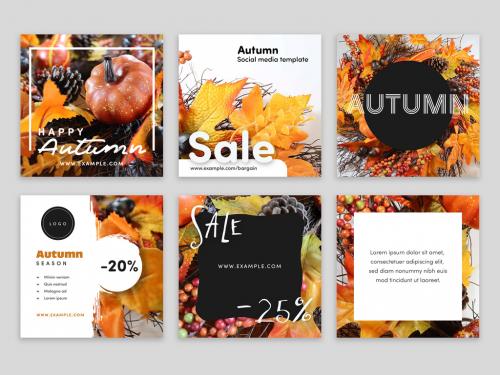 Adobe Stock - Autumn Social Media Layouts with Background Images - 383934594