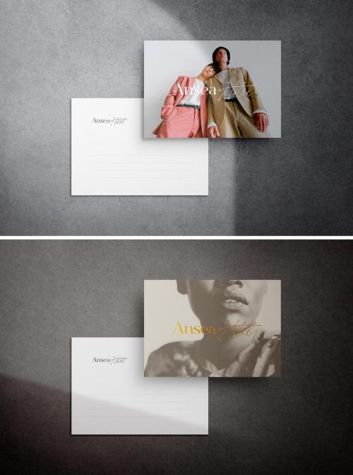 Adobe Stock - Postcard with Gold Foil Embossing Effect Mockup - 385076881