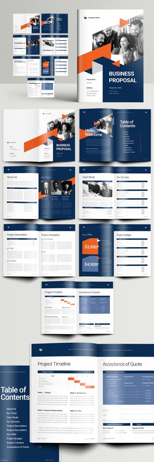 Adobe Stock - Business Proposal Layout with Triangle Elements - 386990462