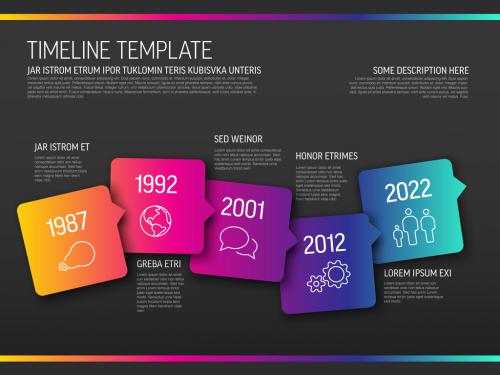 Adobe Stock - Vector Infographic Horizontal Timeline Layout with Arrow Square Bubbles - 387436909