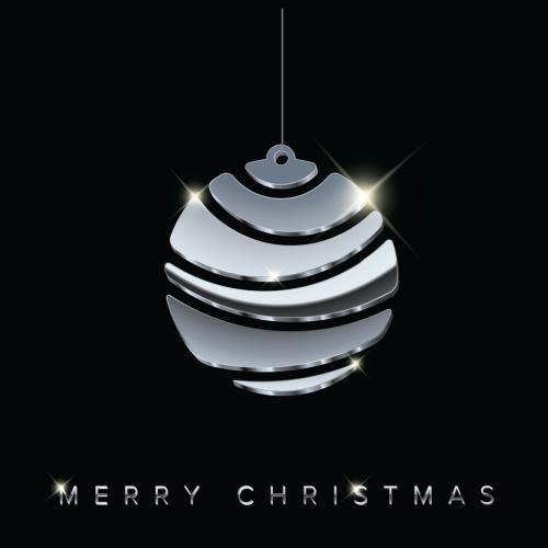 Adobe Stock - Christmas Card with Minimalistic Silver Bulb - 387437024