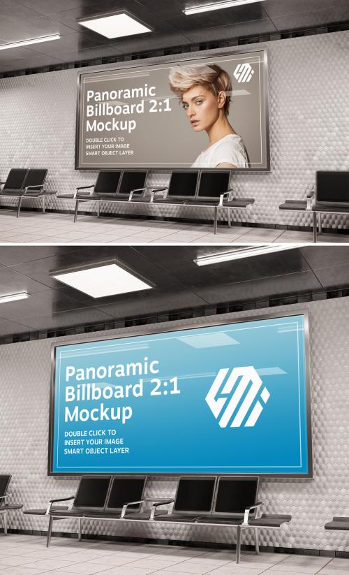 Adobe Stock - Panoramic Billboard in Subway Station Mockup - 388085323