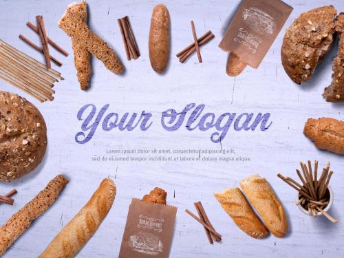 Adobe Stock - Bread and Paper Packaging Mockup Bakery Branding - 388586501