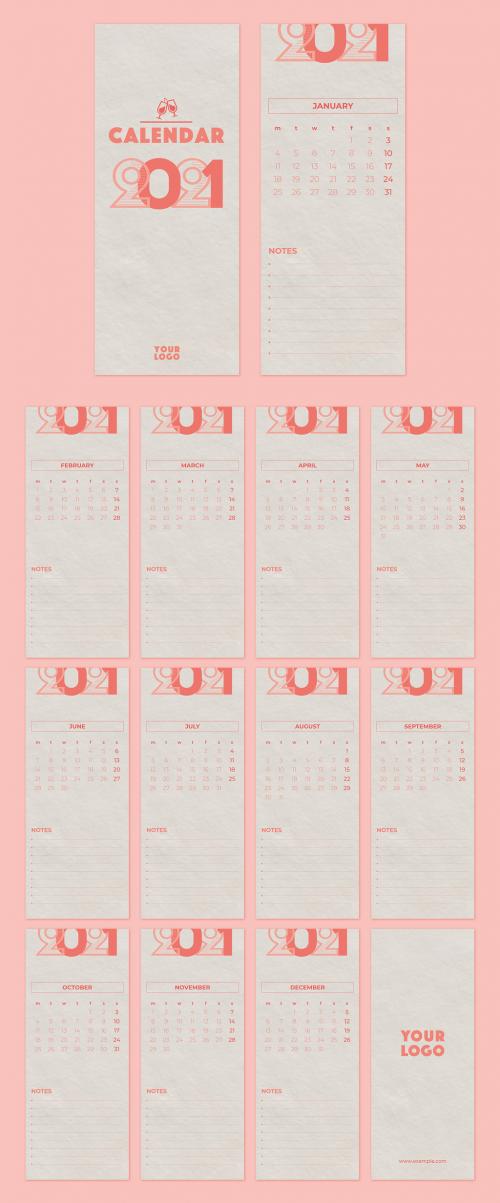 Adobe Stock - thin Format Printable 2021 Calendar - 388787349