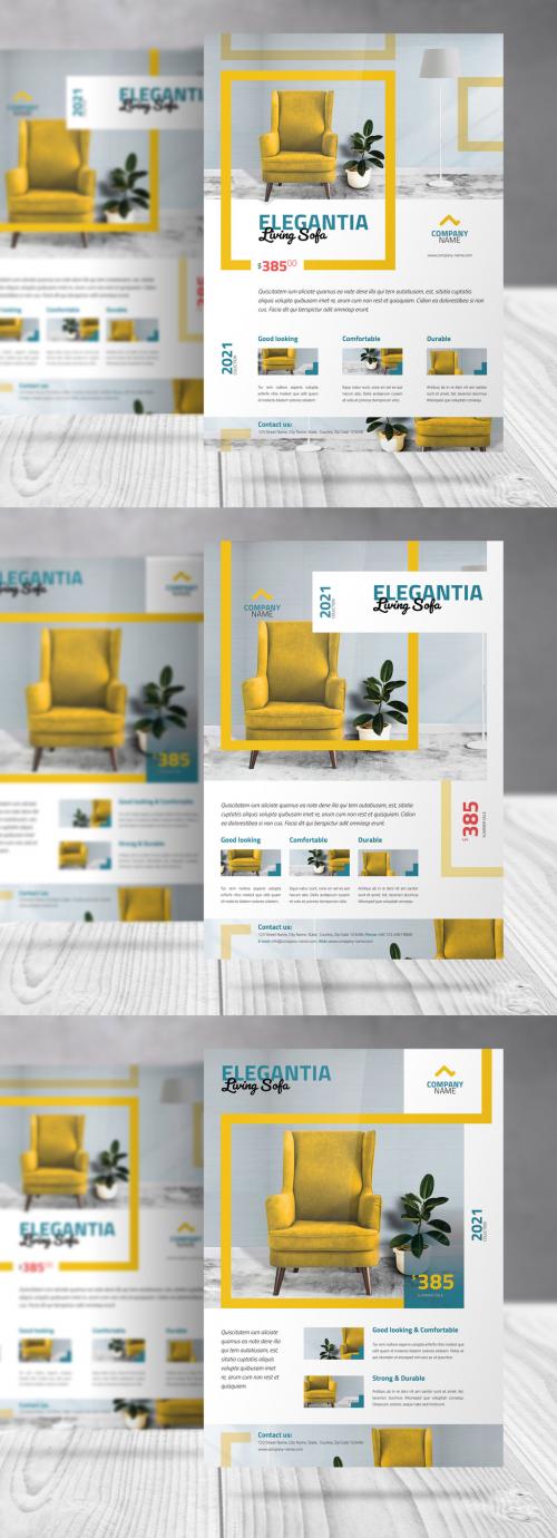 Adobe Stock - Product Promotion Flyer with Yellow and Turquoise Accents - 388817820