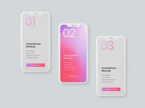 Adobe Stock - Clay Smartphone Mockup for Application UI Designs - 389940750