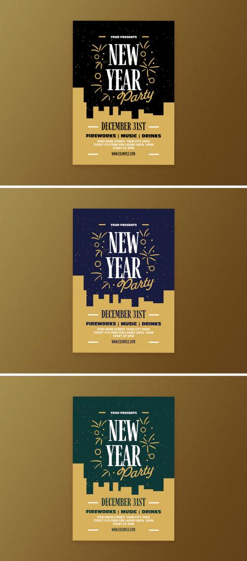 Adobe Stock - Multicolor New Year Celebration Flyer Layout - 389975377