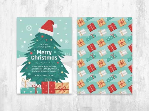 Adobe Stock - Christmas Tree Greetings Card with Paint Brush Finish - 390453276