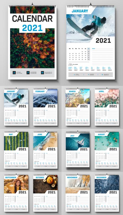 Adobe Stock - 2021 Wall Calendar Layout - 390692962