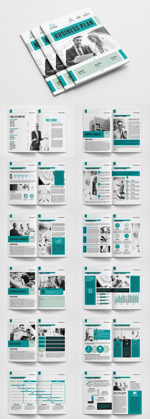 Adobe Stock - Business Plan Layout with Green Accents - 390701648