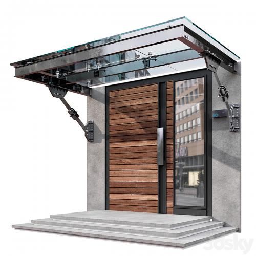 MODERN ENTRANCE WITH GLASS CANOPY NO3
