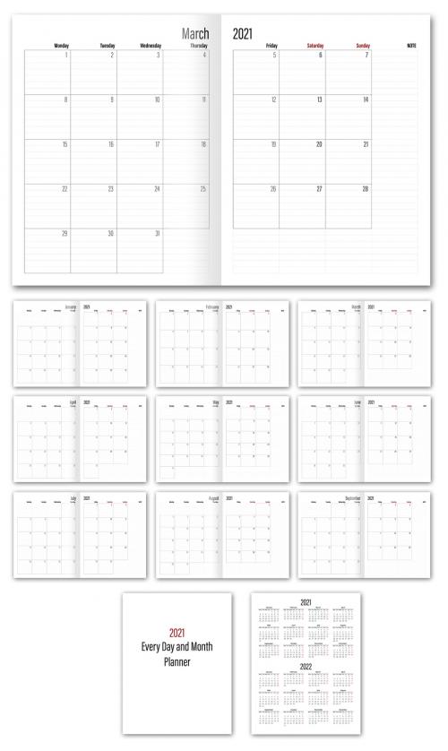 Adobe Stock - 2021 Year Calender Planner Layout - 391567770