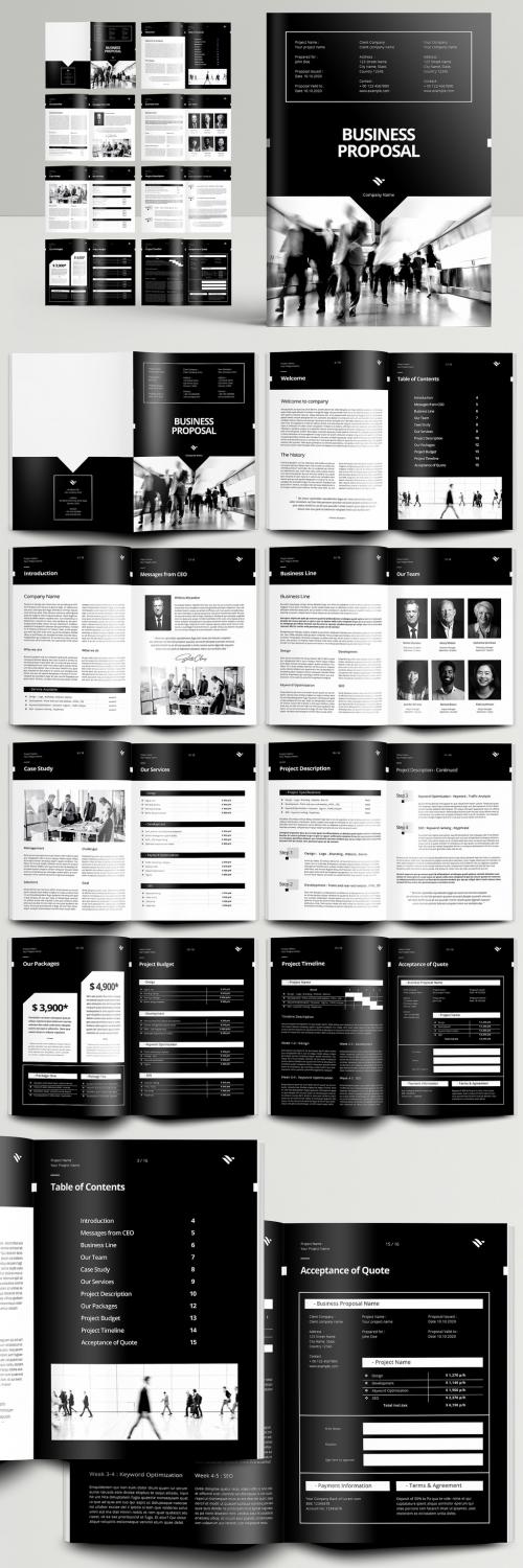 Adobe Stock - Professional Business Proposal Booklet Layout with Black Accents - 391589370