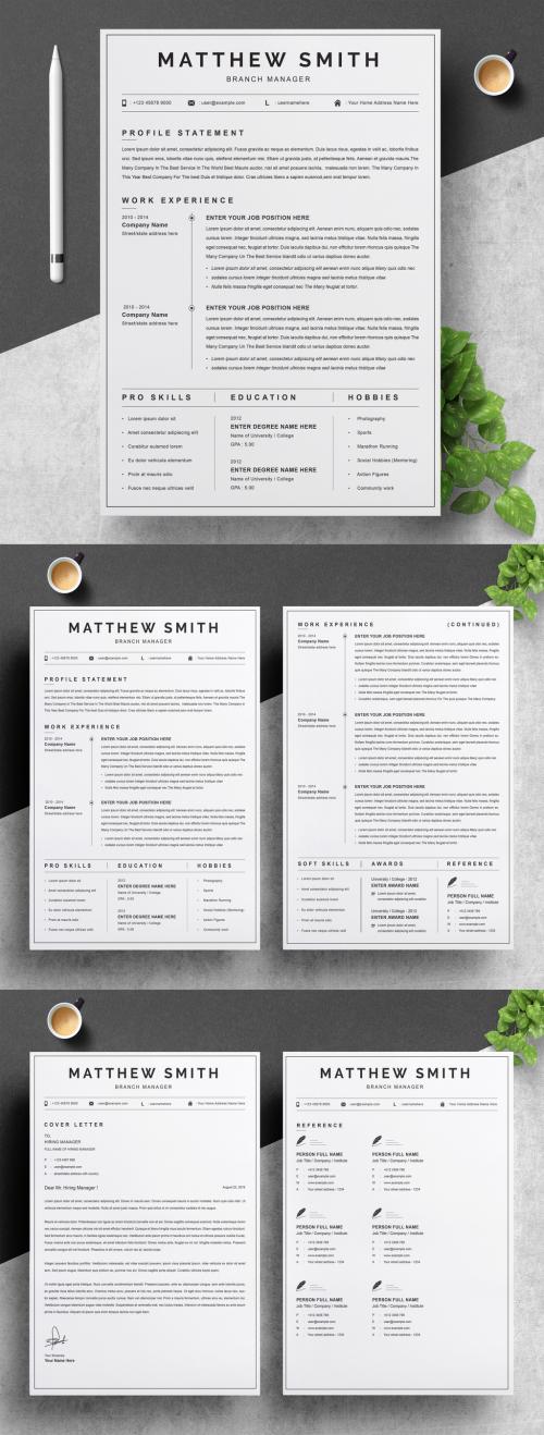 Adobe Stock - Minimal Resume, Cover Letter and Reference Page Set - 392091086