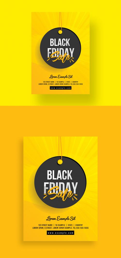 Adobe Stock - Big Sale Black Friday Flyer with Yellow Accents - 392098141