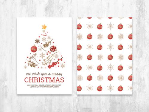 Adobe Stock - Simple Christmas Flyer Postcard with Traditional Decorations - 392337595