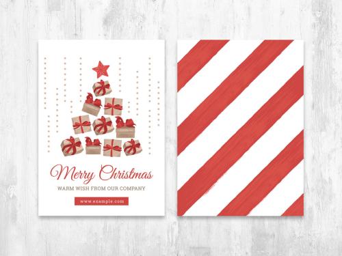 Adobe Stock - Christmas Postcard with Striped Pattern - 392337665