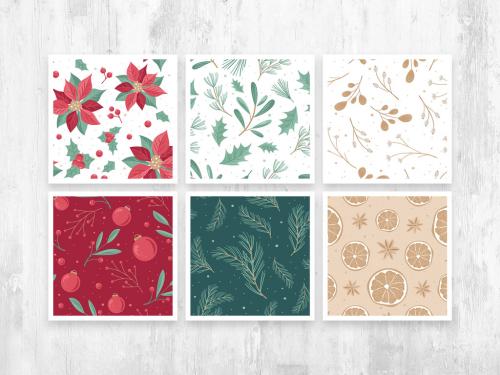 Adobe Stock - Simple Christmas Patterns of Festive Foliage - 392341670