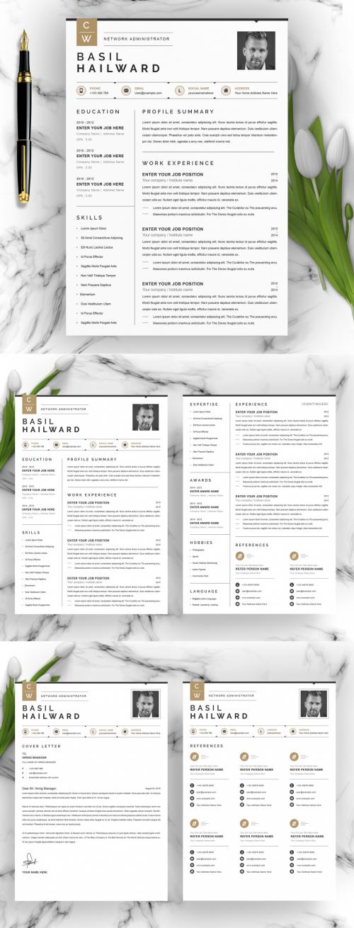 Adobe Stock - Resume and Cover Letter Layout Set with Sidebar Element - 393159035