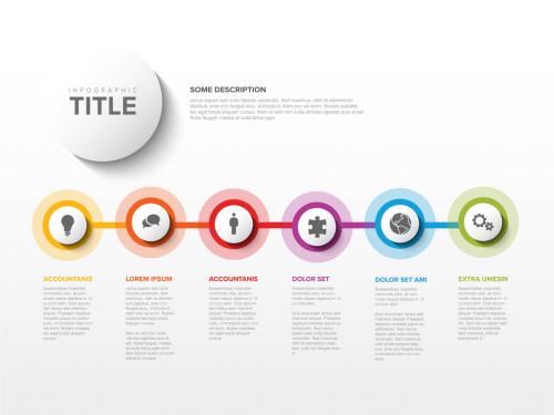 Adobe Stock - Six Elements Infographic Timeline Layout with Icons in Circles - 393382162