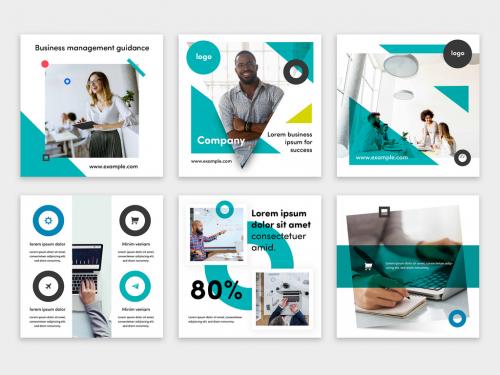Adobe Stock - Modern Business Social Media Layouts with Teal Accent - 393700196