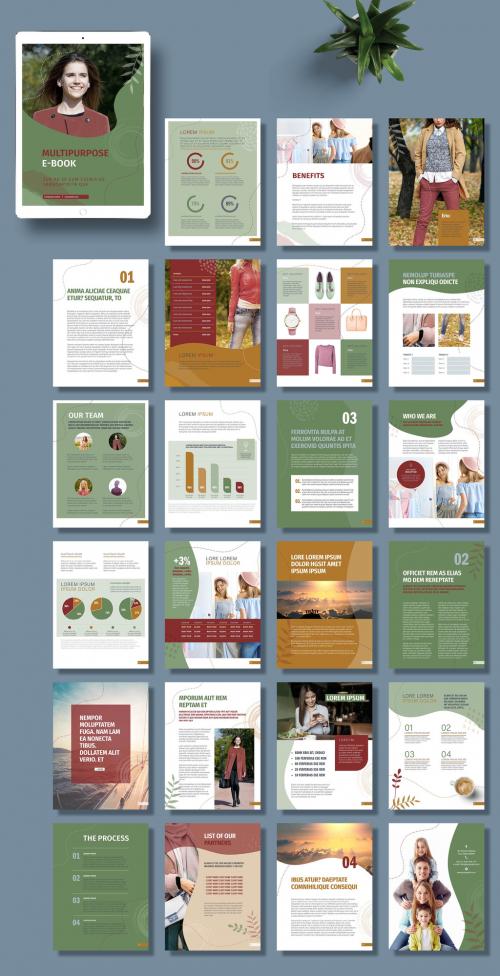 Adobe Stock - Business E-Book Layout with Green and Maroon Accents - 395066382