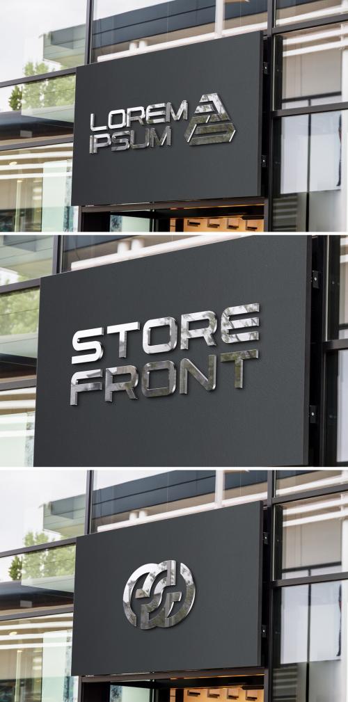 Adobe Stock - 3D Logo with Reflective Sheen on a Storefront Mockup - 395389564