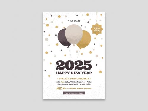 Adobe Stock - Simple New Year Party Flyer Invite with Minimalist Style - 395423114