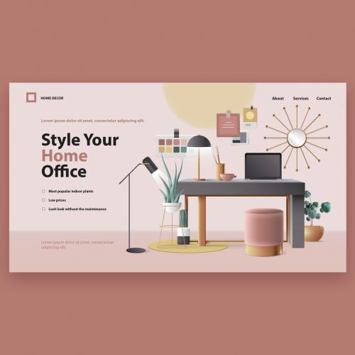 Adobe Stock - Home Office Decor Website Landing Page Template - 395813296