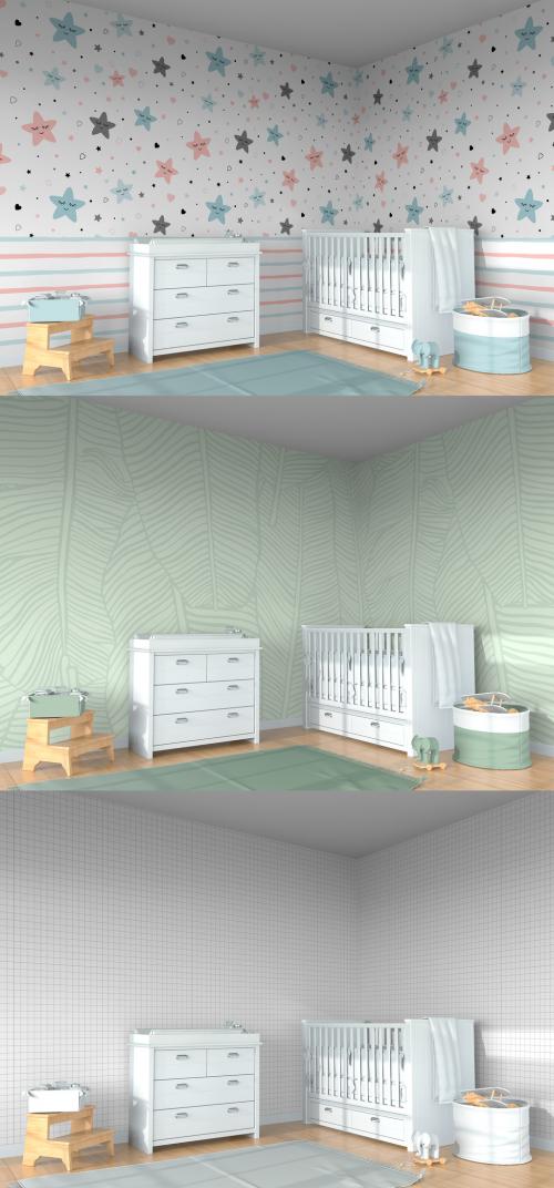 Adobe Stock - Wallpaper Mockup in the Nursery - 396406695