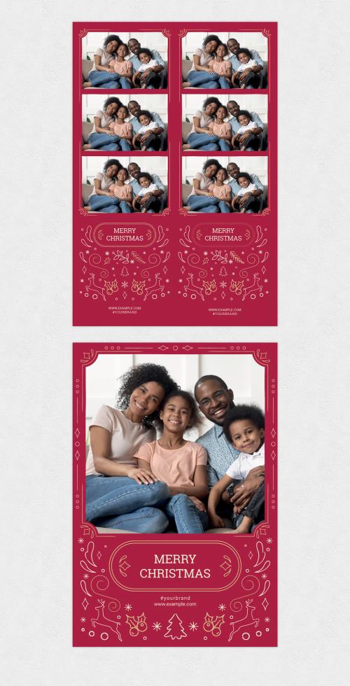 Adobe Stock - Christmas Photo Booth Layout with Ornate Illustrations - 396609435