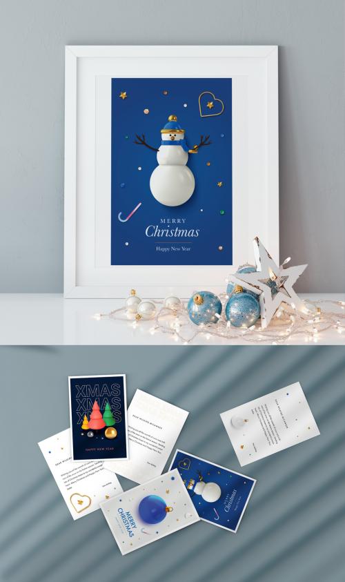 Adobe Stock - Christmas Greeting Postcard Layout - 396890779