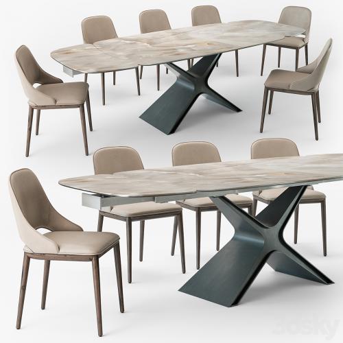 Tonin Casa Calliope table Malva chair