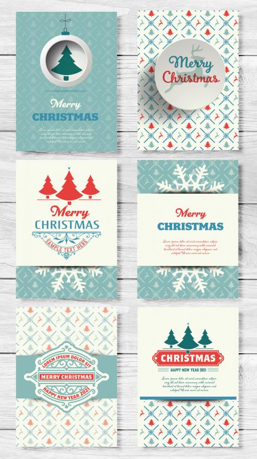 Adobe Stock - Set of Christmas Greeting Card Layouts - 397100254