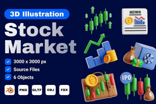 Stock Market 3D Icon Set (V.2)