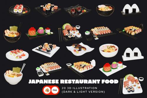 Japanese Restaurant Food 3D Illustration Pack