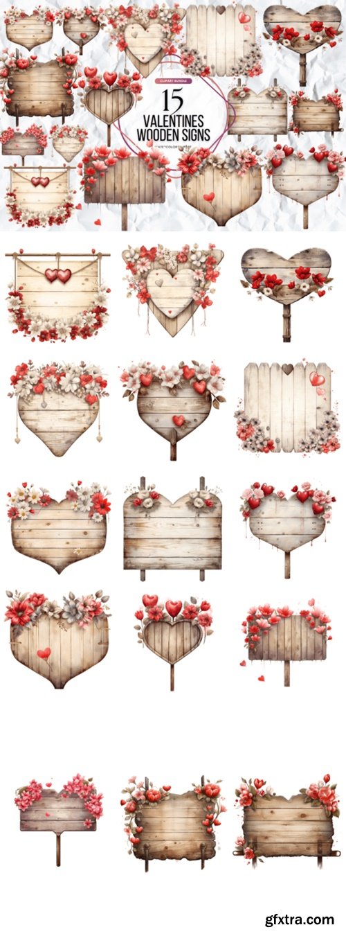 Valentines Day Wooden Signs Clipart 86496724