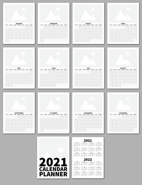 Adobe Stock - 2021 Calendar Planner Layout - 398310892