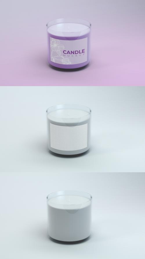 Adobe Stock - Isolated Customizable Candle with Label Mockup - 398328776