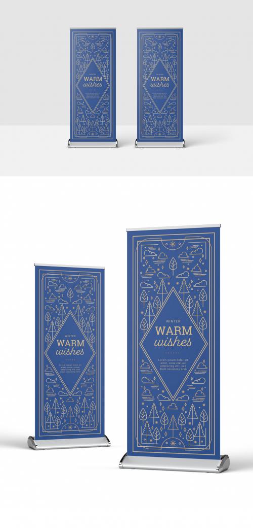 Adobe Stock - Winter Rollup Banner with Ornate Illustrations - 398337166