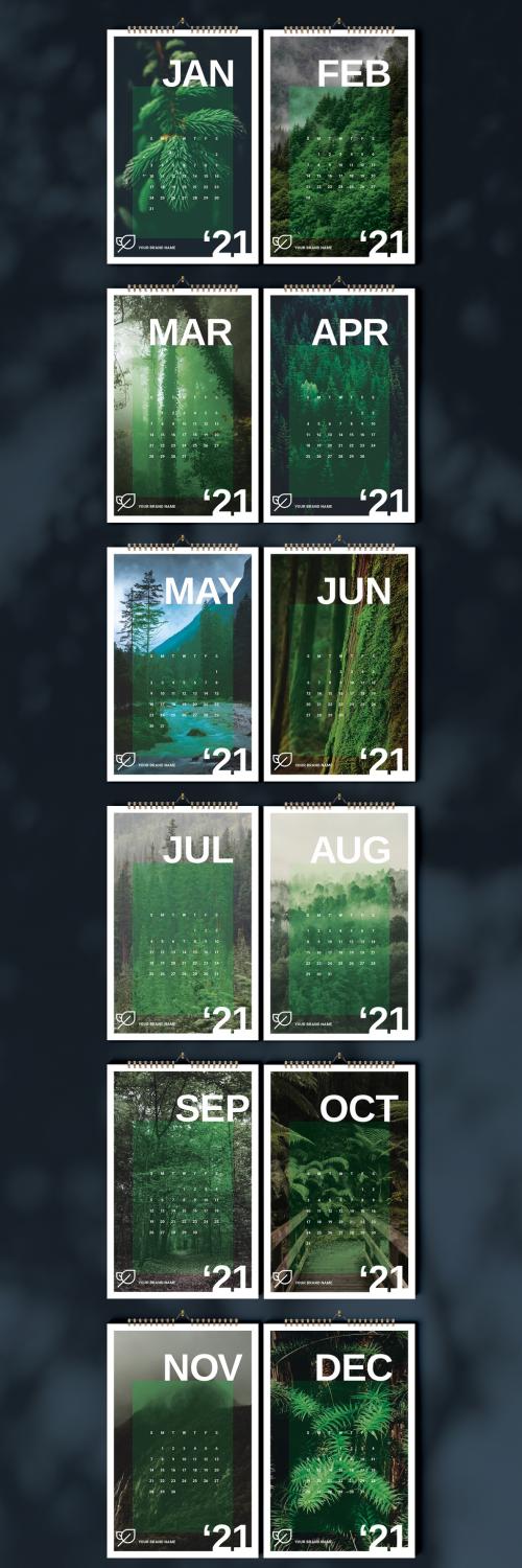 Adobe Stock - Green Wall Calendar Layout - 398536398